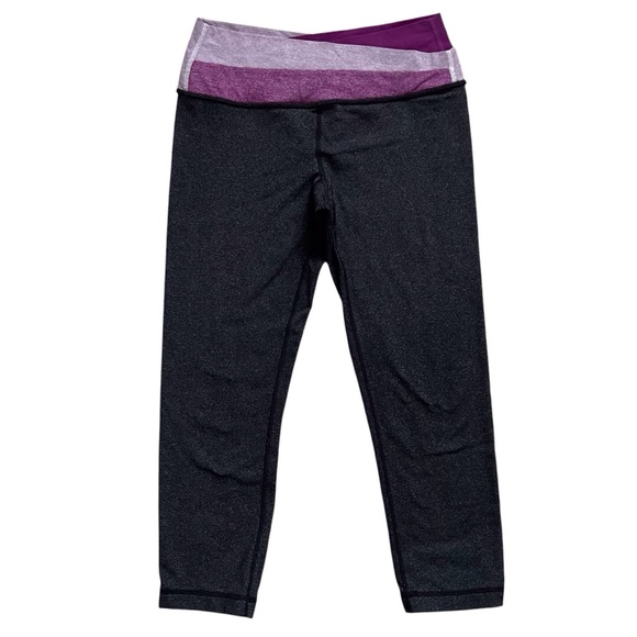 Lululemon Astro Crop Wunder Under Pant Grey Purple Running Yoga Workout Size 4 - Picture 2 of 8